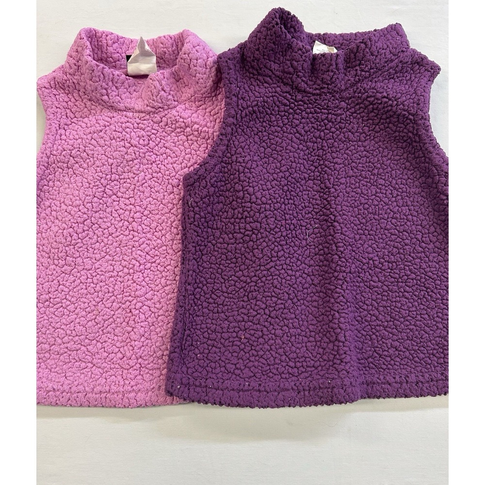 Two Vintage Y2K Xhilaration Sherpa Fleece Mock Neck Pull Over Vest Size 4/5 Kids
